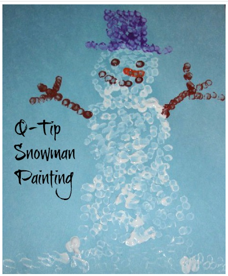 Paint snowmen using Q-tips
