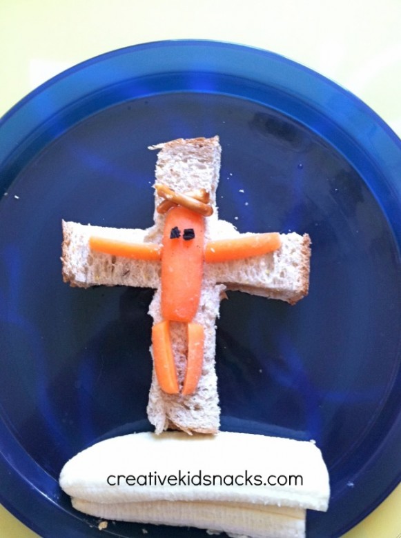 Jesus on cross: part of a collection of Easter snacks from creativekidsnacks.com